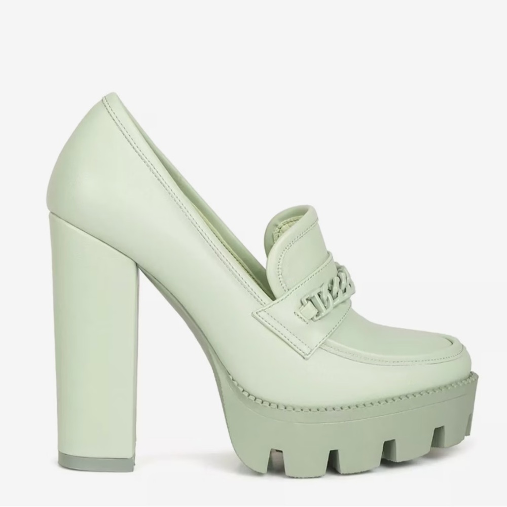 Chunky Mint Green Platform Heels